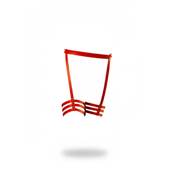 Kırmızı Jartiyer Harness Deri Zımba Detaylı Bacak Aksesuarı - APFT129