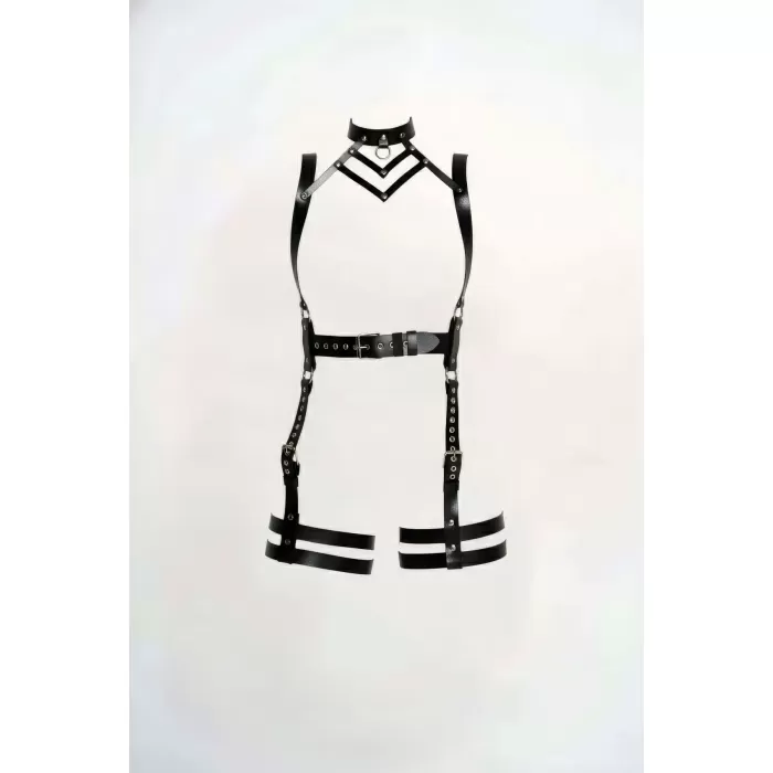 Siyah Jartiyer Harness Deri Vücut Tokalı Aksesuar - APFT1301