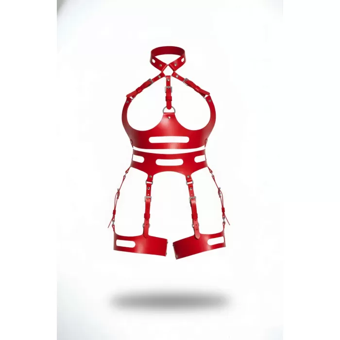 Kırmızı Jartiyer Harness Deri Ayarlanabilir Tokalı Vücut Kemerleri - APFT1302
