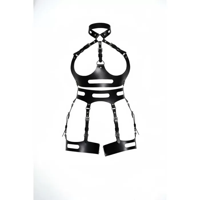 Siyah Jartiyer Harness Deri Vücut Korse Tokalı - APFT1302