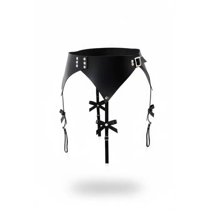 Siyah Jartiyer Harness Geniş Bel Deri Tokalı - APFT1376