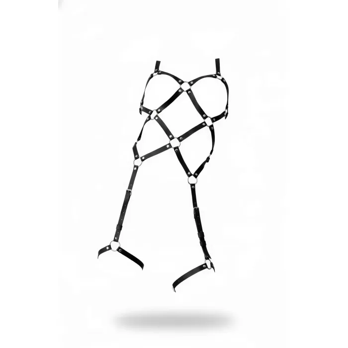 Siyah Jartiyer Harness Deri Kafesli Vücut Aksesuarı - APFT508
