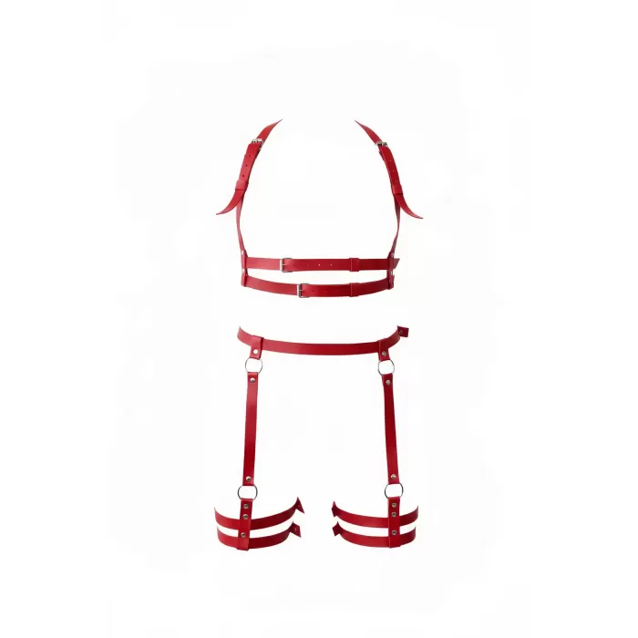 Kırmızı Jartiyer Harness Deri Ayarlanabilir Tokalı Vücut Kemer - APFT537