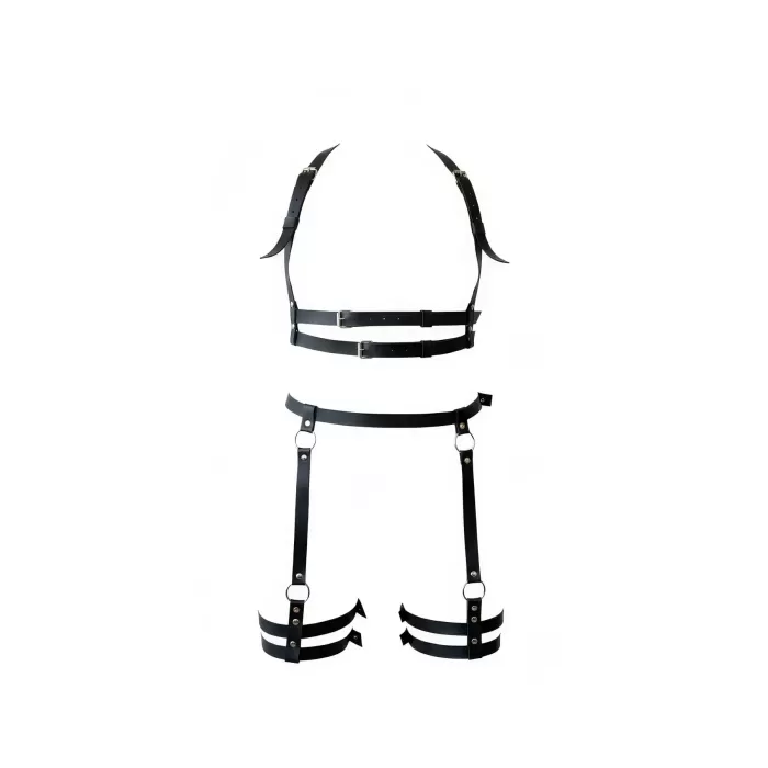 Siyah Jartiyer Harness Deri Tokalı Vücut Aksesuarı - APFT537