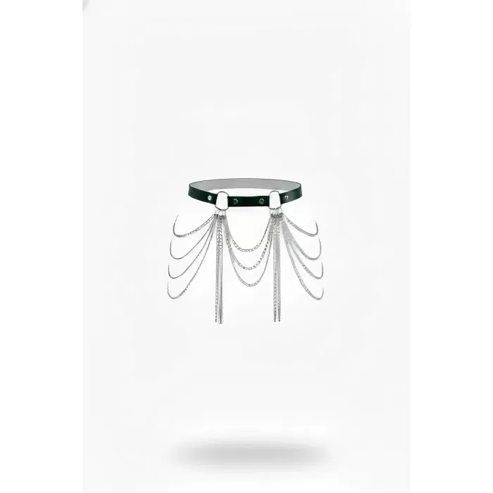 Siyah Kadın Kemer Suni Deri Gümüş Zincir Püsküllü - APFT729