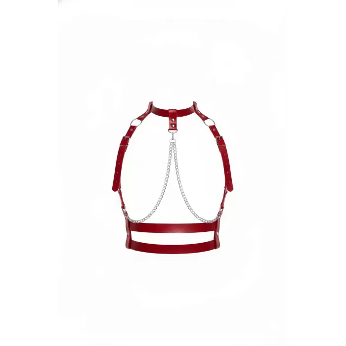 Kırmızı Kadın Kemer Zincir Detaylı Suni Deri Vücut Aksesuarı - APFT824