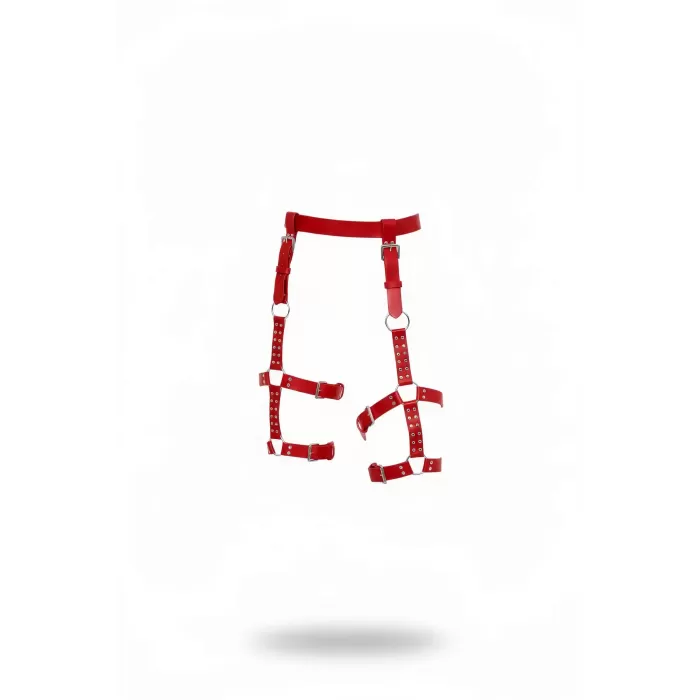 Kırmızı Jartiyer Harness Suni Deri Tokalı Bacak Aksesuarı - APFT862
