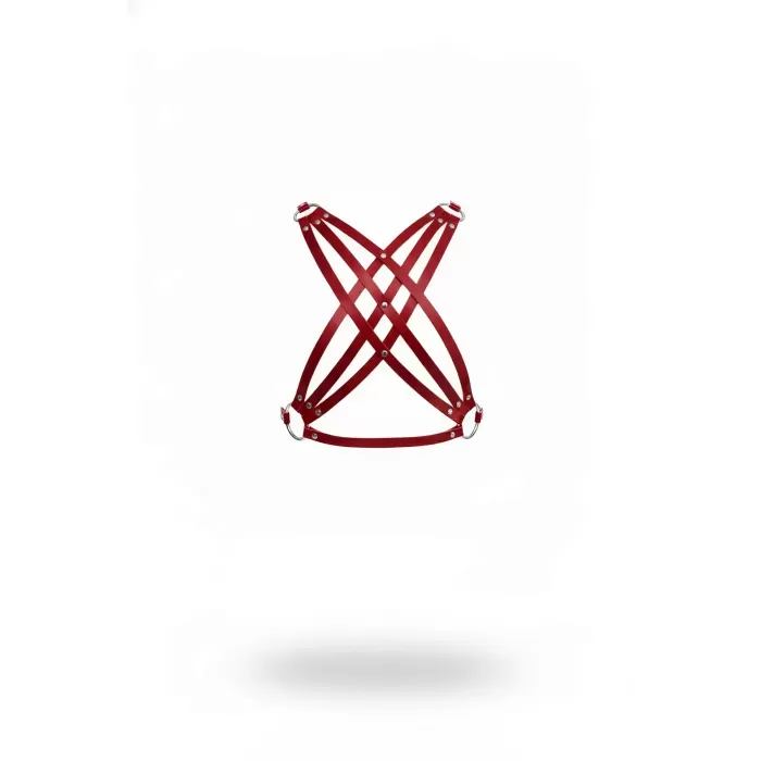 Kırmızı Göğüs Harness Deri Çapraz Şeritli Vücut Aksesuarı - APFT867