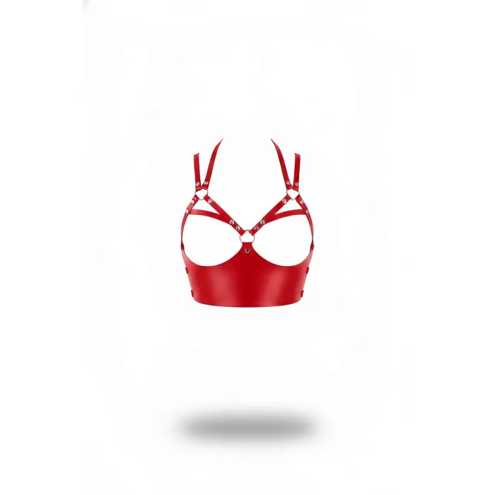 Kırmızı Kadın Kemer Zımba Detaylı Metal Halkalı Korse - APFT872