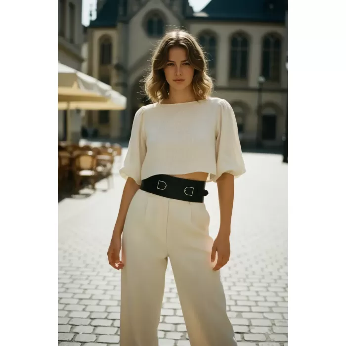 Siyah Kadın Kemer Kalın D Halka Tokalı Bel Aksesuarı - APFT875