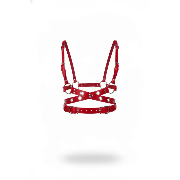 Kırmızı Kadın Kemer Çoklu Şeritli Metal Halka Detaylı - APFT890