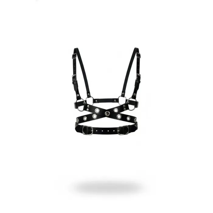 Siyah Kadın Kemer Deri Çapraz Tokalı Vücut Aksesuarı - APFT890