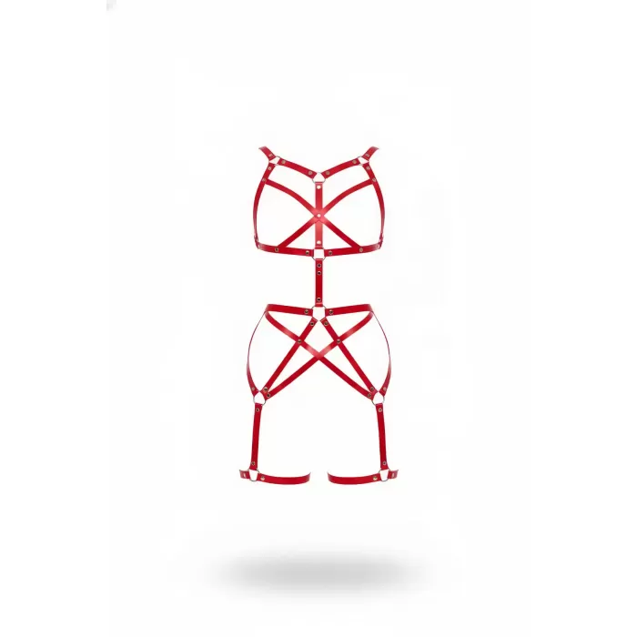 Kırmızı Body Harness Deri Tam Vücut Ayarlanabilir Aksesuar - APFT894