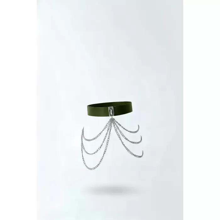 Haki Kadın Kemer Kalın Zincir Detaylı Bel Aksesuarı - APFT904