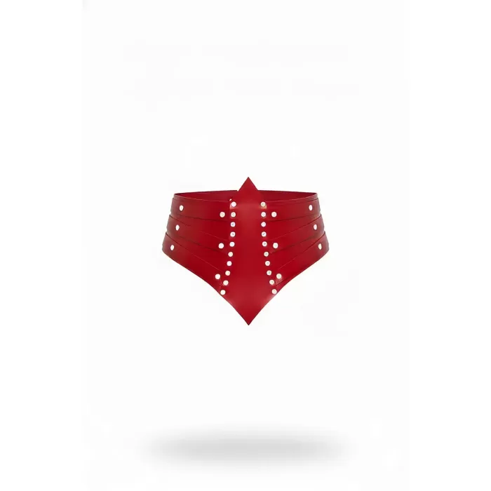 Kırmızı Kadın Kemer Zımba Detaylı Geniş Bel Aksesuarı - APFT905