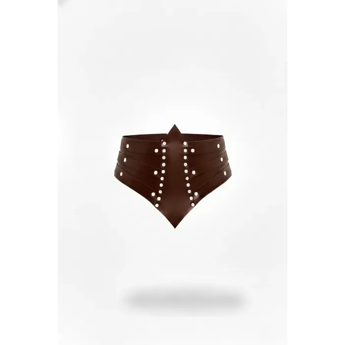 Kahverengi Kadın Kemer Geniş Zımba Detaylı Korse Tipi - APFT905