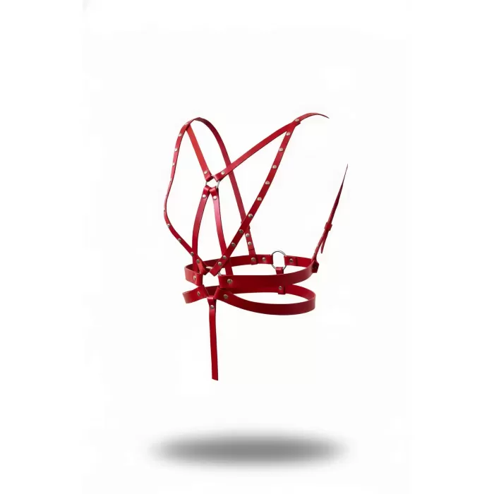 Kırmızı Kadın Kemer Zımbalı Çapraz Vücut Aksesuarı - APFT909