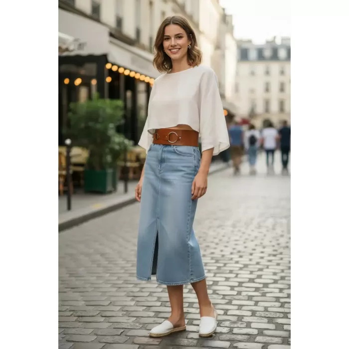 Taba Kadın Kemer Kalın Halka Tokalı Yüksek Bel - APFT920