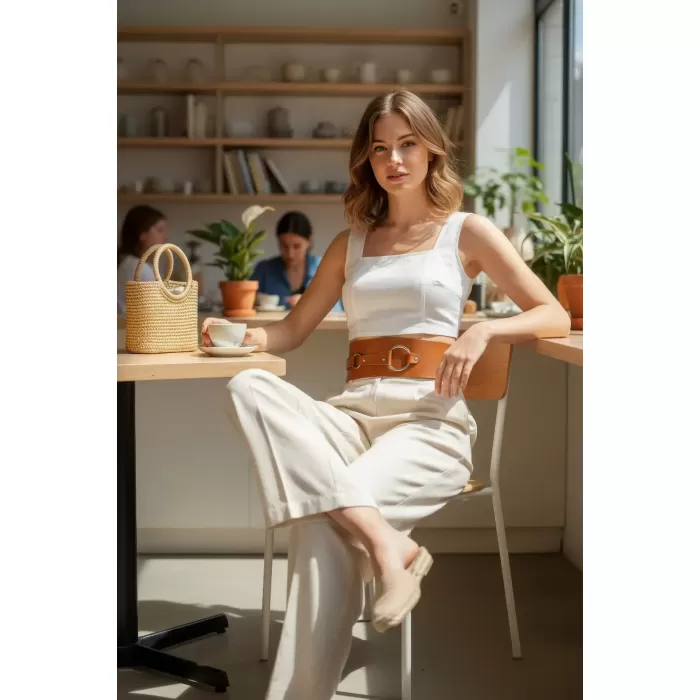 Taba Kadın Kemer Kalın Halka Tokalı Yüksek Bel - APFT920