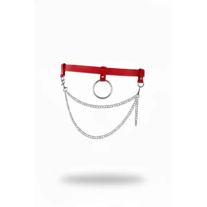Kırmızı Kadın Kemer Çift Zincirli Metal Halka Detaylı - APFT923