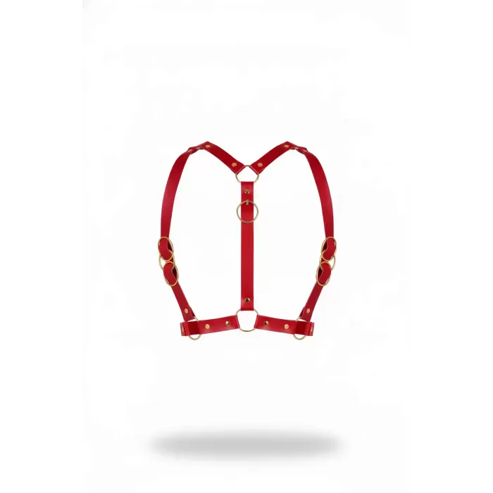 Kırmızı Kadın Kemer Metal Halka Detaylı Deri Vücut Kemeri - APFT933