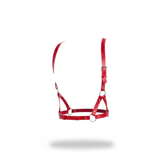 Kırmızı Kadın Kemer Suni Deri Halka Detaylı Vücut Aksesuarı - APFT938