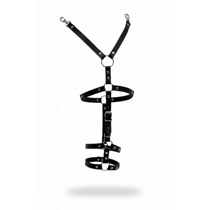 Siyah Jartiyer Harness Deri O-Ring Detaylı Ayarlanabilir - APFT942