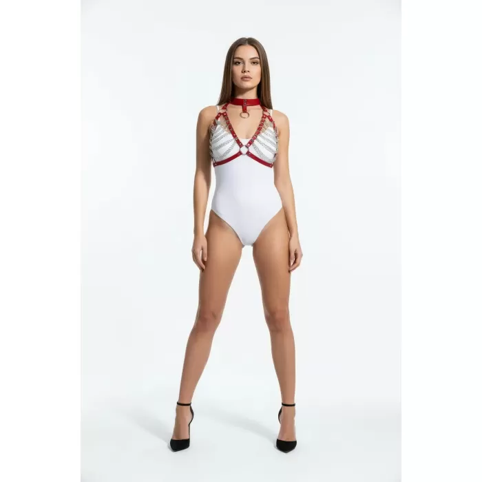 Kırmızı Kadın Kemer Zincir Detaylı Vücut Aksesuarı - APFT945