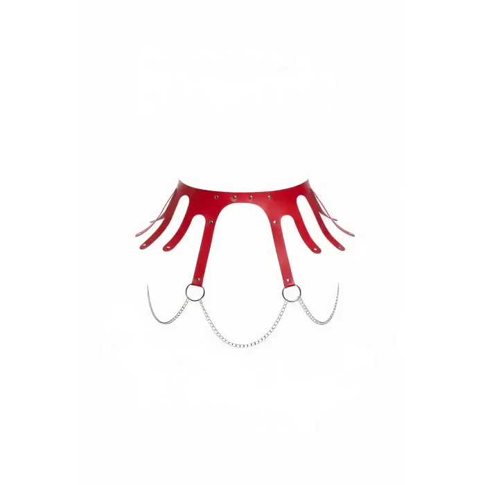 Kırmızı Kadın Kemer Zincir Detaylı Suni Deri Bel Aksesuarı - APFT948