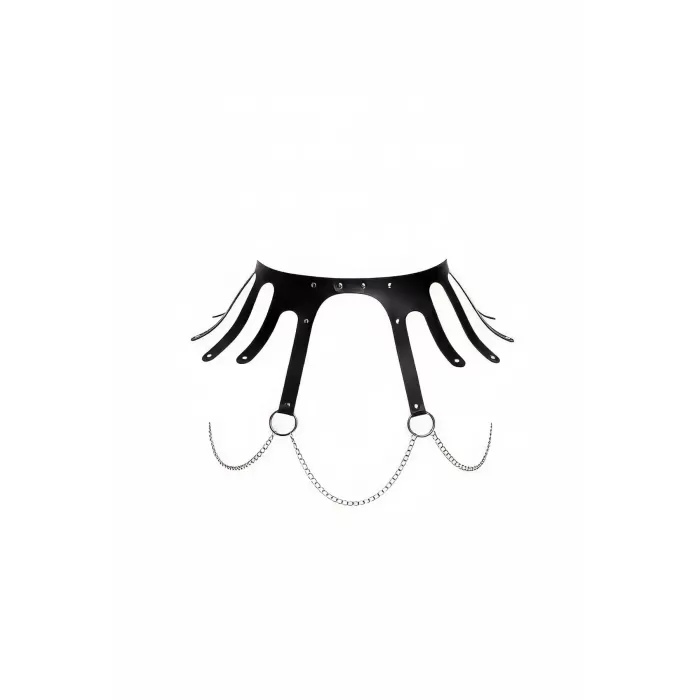 Siyah Kadın Kemer Zincir Detaylı Geniş Deri Bel Aksesuarı - APFT948