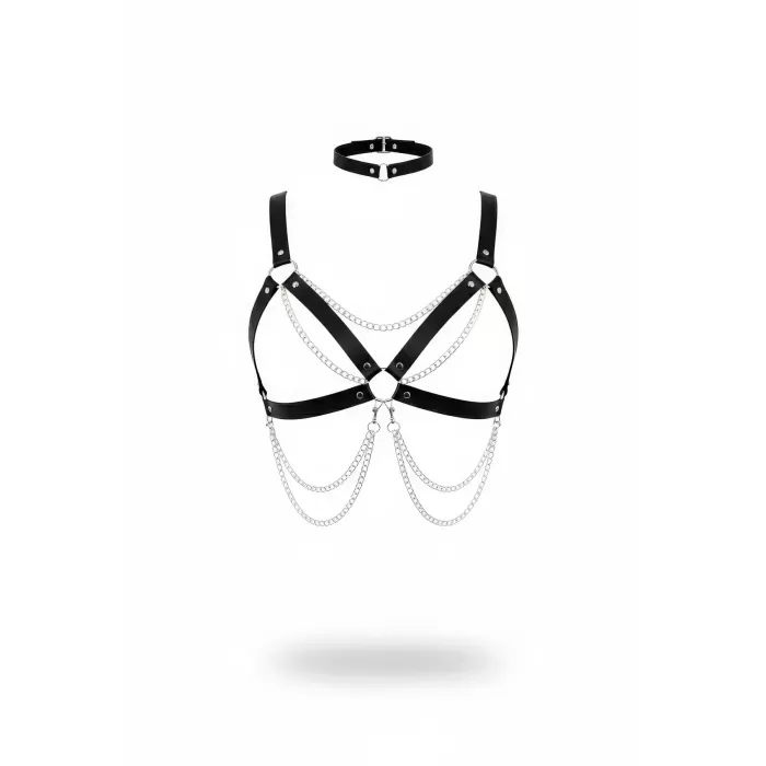 Siyah Kadın Kemer Zincir Detaylı Vücut Aksesuarı - APFT952