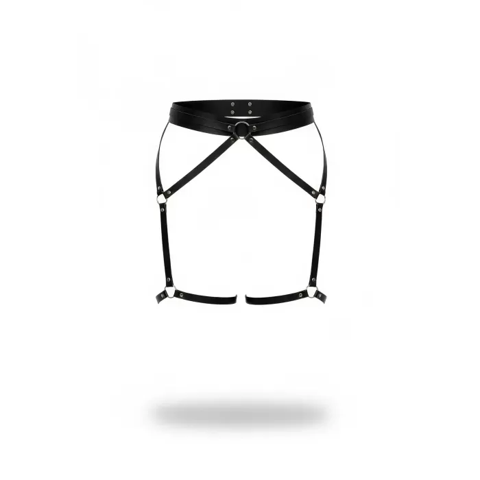 Siyah Jartiyer Harness Metal Halkalı Ayarlanabilir Bacak Kemer - APFT956