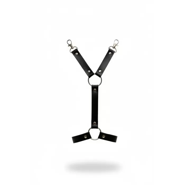 Siyah Jartiyer Harness Deri Metal Halka Detaylı - APFT962