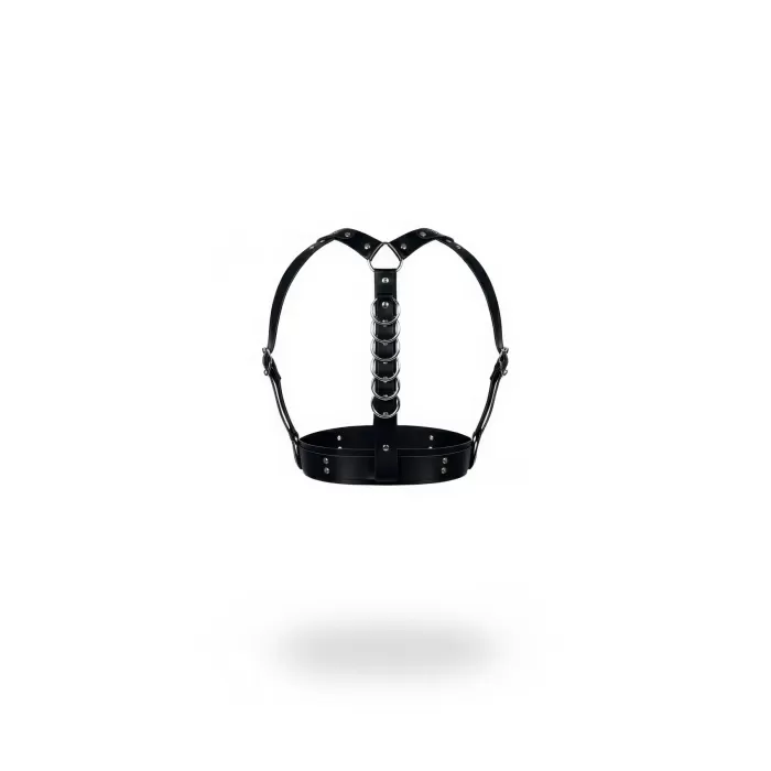 Siyah Kadın Kemer Metal Halka Detaylı Vücut Aksesuarı - APFT976