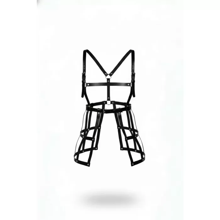 Siyah Etek Deri Kafes Yapılı Metal Detaylı Etek - APFT981