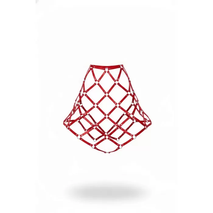 Kırmızı Etek Deri Kafes Yapılı Halka Detaylı Etek - APFT982