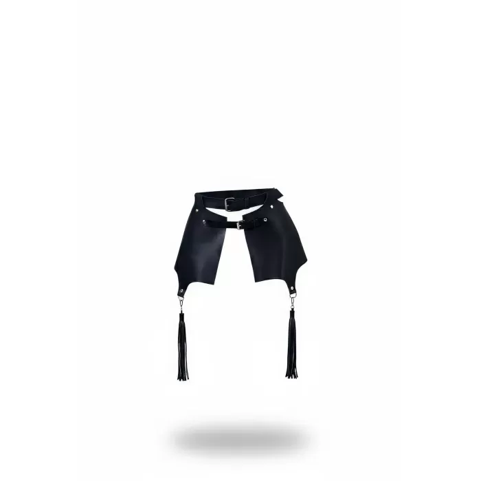 Siyah Kadın Kemer Püskül Detaylı Geniş Deri Bel Aksesuarı - APFT985