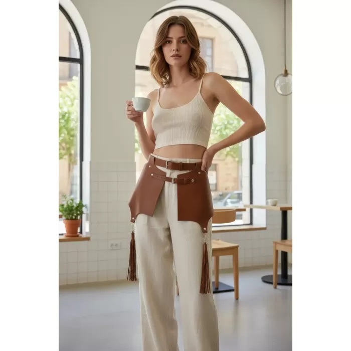 Taba Kadın Kemer Deri Geniş Katmanlı Bel Aksesuarı - APFT985