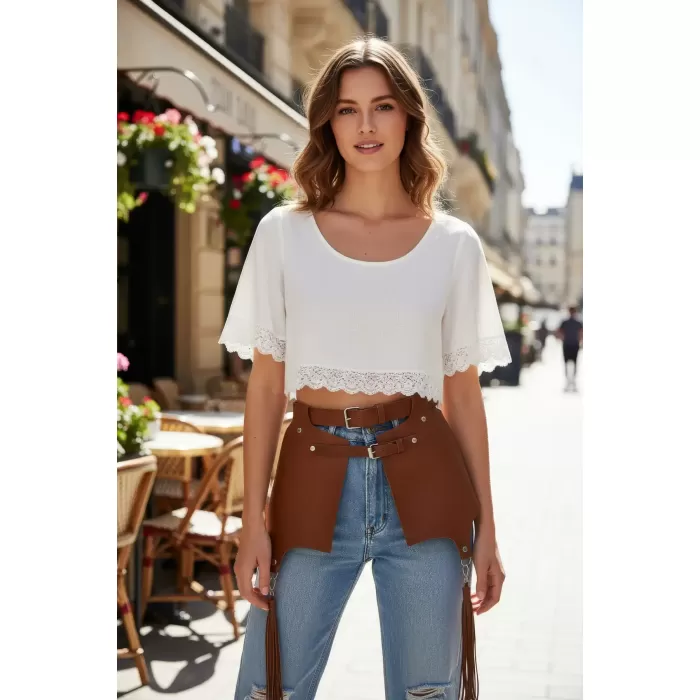 Taba Kadın Kemer Deri Geniş Katmanlı Bel Aksesuarı - APFT985