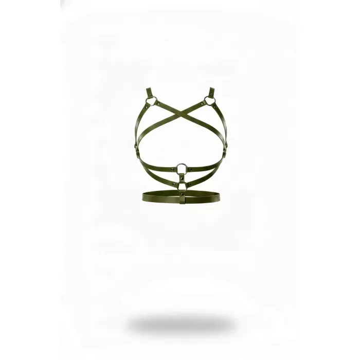 Haki Kadın Kemer Çapraz Bağlamalı Metal Halkalı Vücut Aksesuarı - APFT991