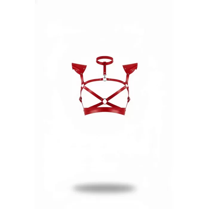 Kırmızı Kadın Kemer Deri Omuz Detaylı Vücut Bağlaması - APFT996