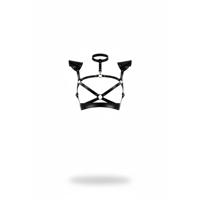 Siyah Kadın Kemer Deri Vücut Halka Detaylı Omuz Aksesuarı - APFT996