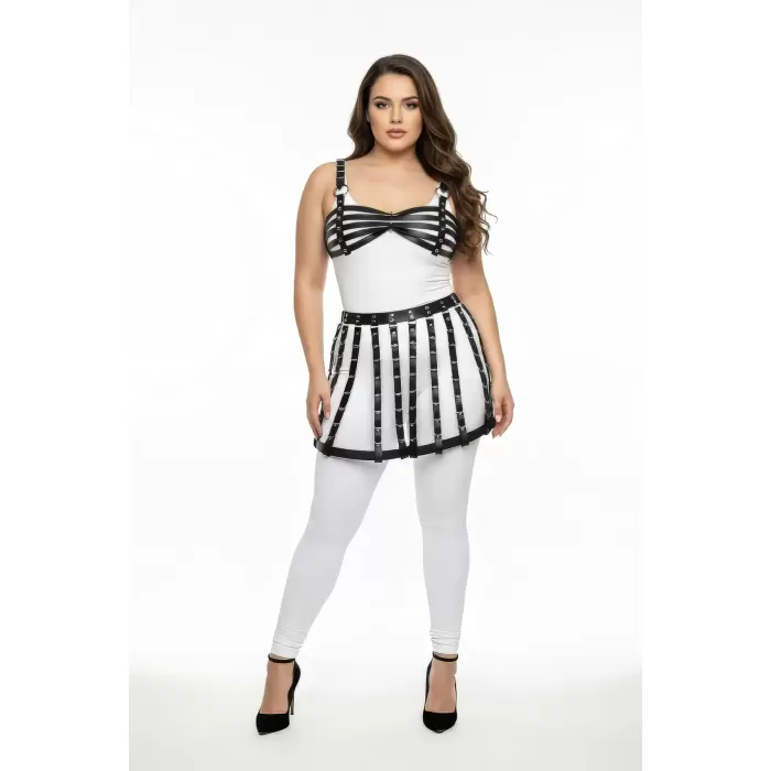 Büyük Beden Siyah Deri Kemer Detaylı Harness Etek Aksesuarı - APFT899