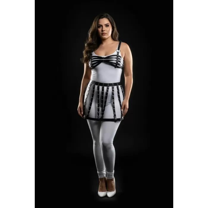 Büyük Beden Siyah Deri Kemer Detaylı Harness Etek Aksesuarı - APFT899