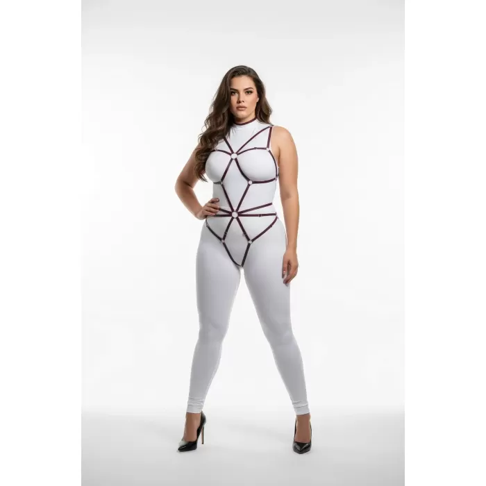 Büyük Beden Siyah Kadın Lastik Harness Halka Detaylı Özel Tasarım - APFT338