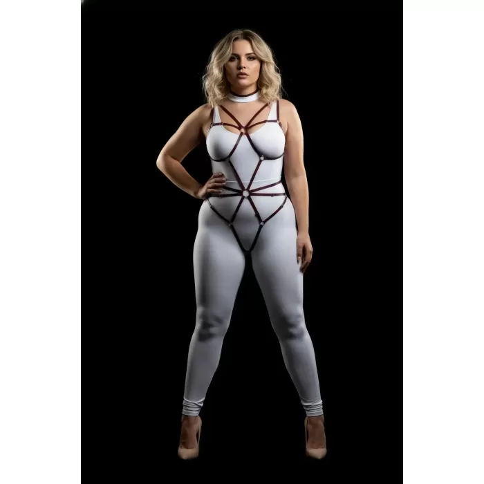 Büyük Beden Siyah Kadın Lastik Harness Halka Detaylı Özel Tasarım - APFT338