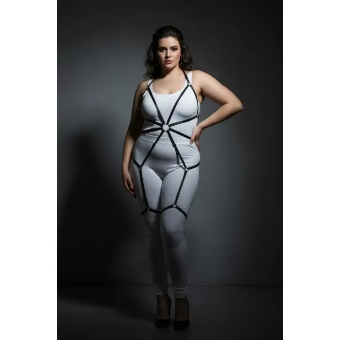 Büyük Beden Siyah Kadın Harness Lastik Jartiyerli Fantezi Aksesuar - APFT360