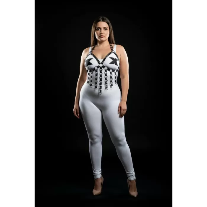 Büyük Beden Kadın Göğüs Harness Lastik, Şık ve Halka Detaylı - APFT567