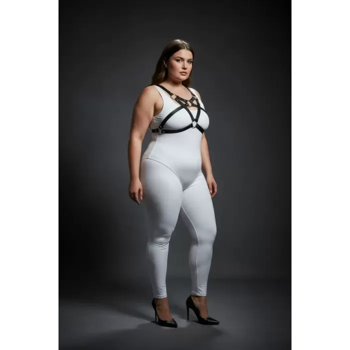 Büyük Beden Siyah Kadın Harness Takım Halka Detaylı Şık Fantezi Aksesuar - APFT1239