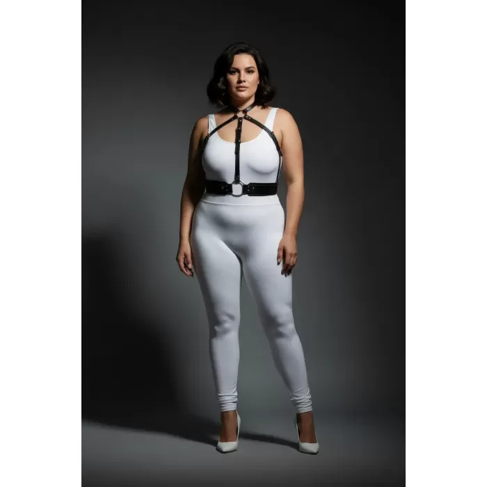 Büyük Beden Siyah Kadın Harness Takım Deri Vücut Aksesuarı Şık Kombin Tamamlayıcı - APFT1334